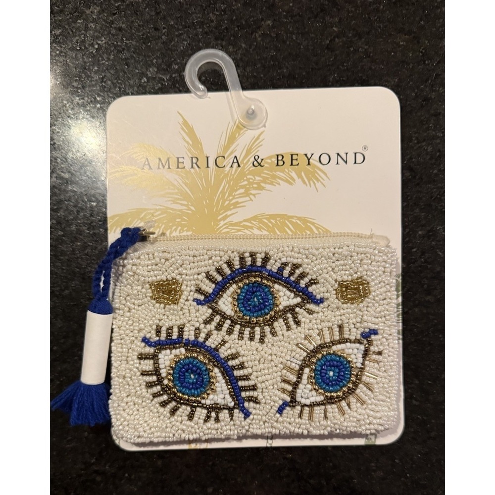 AMERICA & BEYOND EVIL EYE EMBELLISHED‎ MINI POUCH